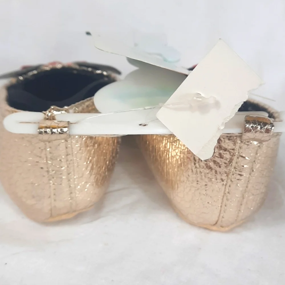 Disney Baby Minnie Mouse Shoes Size 9-12 Months Gold Black Metallic NEW